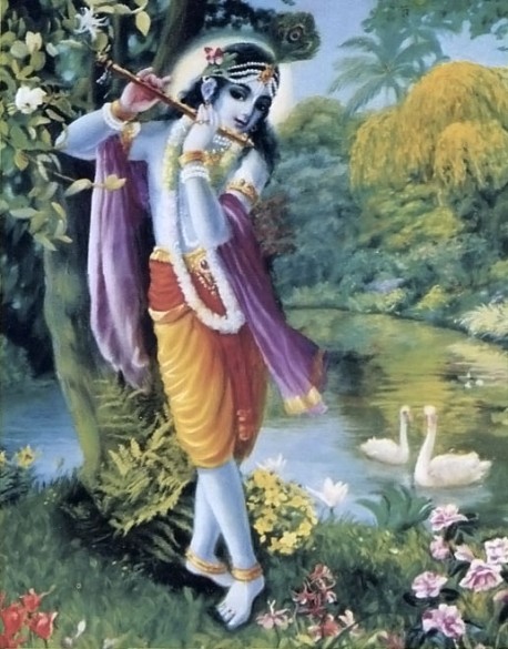 Krishna Playing His Flute on the Banks of the Yamuna River