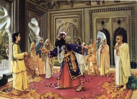 Nawab Hussein Shah entered the assembly and demanded to know Sanatana's intentions.