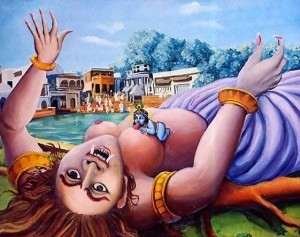 Krishna Killing the demon Putana