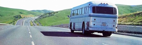 Radha Damodara Traveling Sankirtan Party Bus ISKCON USA 1974.