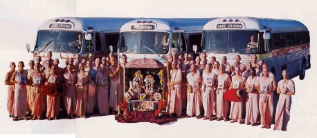Radha Damodar Traveling Sankirtan Party Busses and book distributors. 1975.