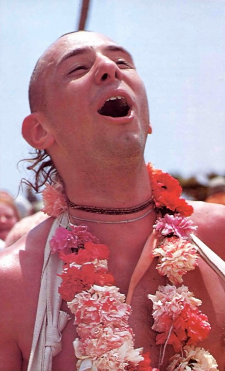 Visnujana Swami Chanting Hare Krishna. 1975.