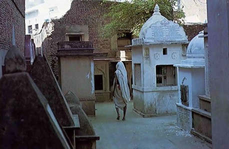 Samadhi Tombs of Great Vaisnavas in Radha Damodar Courtyard. Vrindavan, 1975.
