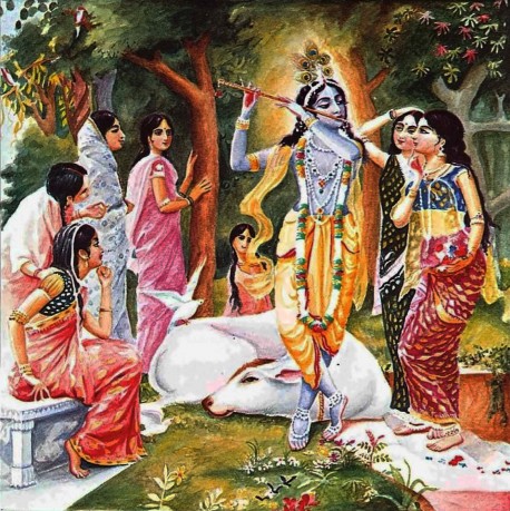 The Gopis Enchanted by Krishna's Flute