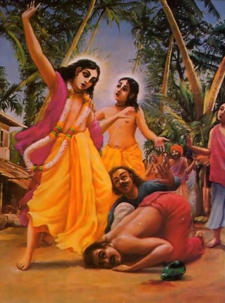 Lord Caitanya Delivering the Drunken Brothers Jagai and Madhi