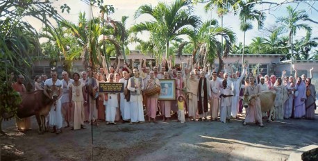 Devotees at the Miami center of the International Society for Krishna Consciousness. 1976.
