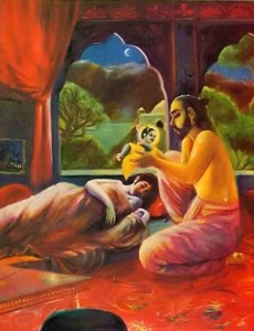 Vasudeva swaps baby Krishna with the girl born in Vrindavan on the same night,