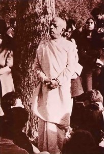 Srila Prabhupada in Tompkins Square Park, New York City, 1966.