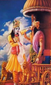 Krishna speaks Bhagavad Gita to Arjuna