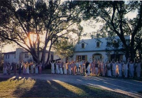 ISKCON Devotees outside Hare Krishna Temple in Gainsville, Florida - 1977
