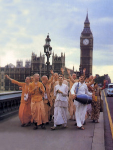 A familiar sound in London streets is chanting of the Lord's holy names (Hare Krsna). It draws together people of all religious and ethnic backgrounds in a movement for world place.