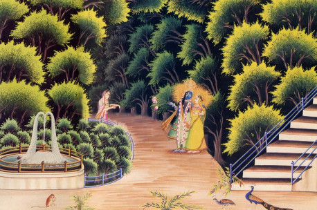 Radha and Krsna in the groves of Vrndavana
