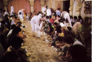A brahmana must also give charity, as at the Sunday Festival in London, where hundreds o f guests receive the greatest of all gifts: the prasadam (mercy) of Krsna in the form of delicious vegetarian dishes prepared and offered to Him with loving devotion.