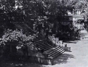 The spot known as Visram Ghat, the sacred area where Krishna came to rest after killing the demon King Kamsa. It is a square area, with four giant staircases leading down to a square pool in the middle. The walls from the pool are honeycombed with many staircases, passages and archways, with great old trees over hanging the world.