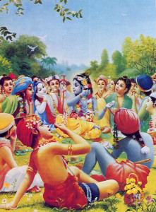 Krishna, theorignal person, is no less a person than we are. Most religions teach us to respect God as the almighty father, the awe-inspiring Supreme Lord. But we overlook His true greatness and power if we ignore that He can relate to His devotees in various loving relationships. He enjoys lunching with His friends