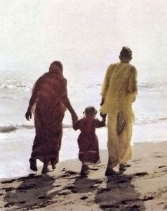 Hare Krishna Devotee Family Walking on Venice Beach