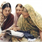 Hare Krishna Ladies Studying Srimad Bhagavatam during Morning Class in the Temple