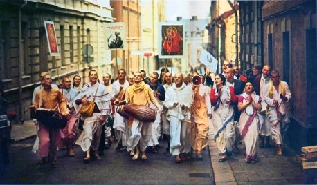 Heidelberg, Germany Hare Krishna Sankirtan (street chanting, kirtan) 1973.