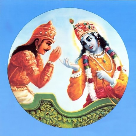 Krishna Speaks Bhagavad Gita to Arjuna on the Battlefield of Kuruksettra