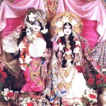 The Deities Sri Sri Rukmini Dvarkadesa at ISKCON Los Angeles (New Dvarka), 1974.