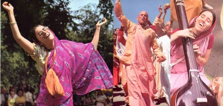 Sankirtan--ISKCON Chanting Hare Krishna in the streets of New York City, 1974.