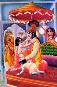 In each palace, Krishna was performing a different kind of pastime with His sixteen thousand wives.