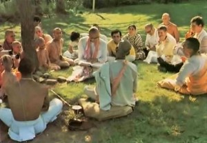 Srila Prabhupada speaks to devoees at ISKCON New Vrindavan. 1974.