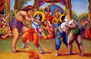 Krishna and Balarama fought with Kamsa's wrestlers.