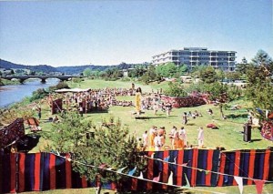 A Krishna conscious traveling festival in San Diego, California. 1974