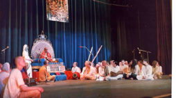 Srila Prabhupada delivers his message in English, and a French disciple, Jyotirmayi-devi dasi, translates his words into French. “In the Beginning Was the Word”