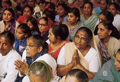Indians chanting Hare Krishna at Bhaktivedanta Manor. 1975.