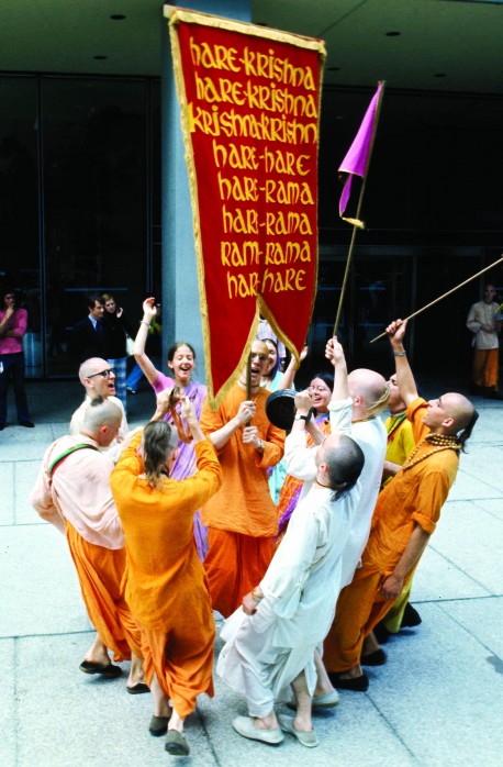 Sankirtana -- ISKCON Devotees Chant Hare Krishna in USA 1975.
