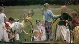 ISKCON Gurukul students play. Dallas, Texas. 1975. Gurukul: Spiritual Education
