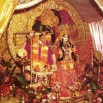 Lord Krishna and His consort Srimati Radharani stand as Deities at the ISKCON temple in Nairobi, 1975.