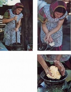 Churning cream into butter at the Hare Krishna Farm Community, New Vrindavan, 1975.