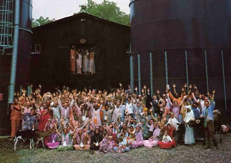 Devotees at ISKCON's New Vrindavan Farm Community in Moundsville, West Virginia. 1976