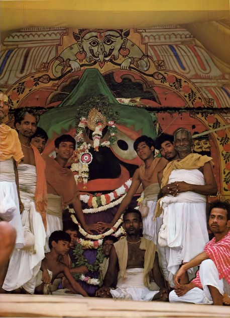 Lord Jagannatha, the Lord of the Universe, on His Cart at Rathayatra Festival Puri 1976.