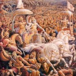 Krishna and Arjuna Fighting in the Battle of Kuruksettra from Bhagavad Gita.