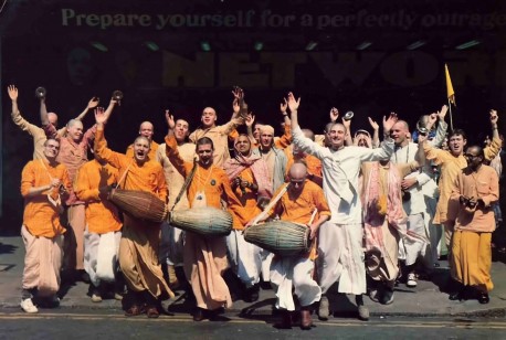 ISKCON Devotees Chant Hare Krishna on the Street - 1977