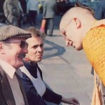 Hare Krishna Devotee speaking to elderly couple - 1977