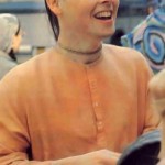 Hare Krishna Devotee Chanting and playing gong - 1977