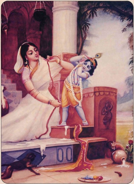 Mother Yasoda Binds child Krishna (Damodar) with Rope.