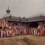 ISKCON Devotees standing outside Prabhupada's Palace, New Vrindavan, Moundsville, West Virginia