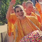 In Portland, Oregon, Dina-bandhu dasa chants Hare Krishna. 1977.