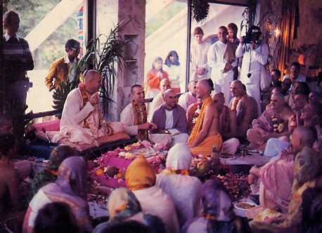 Festivities in New South Wiles. Devotees and friends dedicate a marble-walled temple and celebrate the initiation of thirty-one students. The scene: New Govardhana, a one-thousand-acre fanning community.