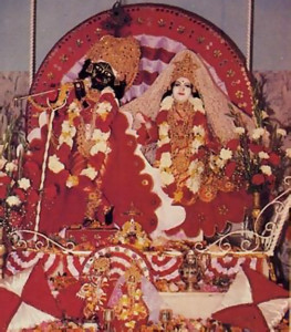 The Divine Couple, Radha and Krsna, look on at the Ashram's opening.