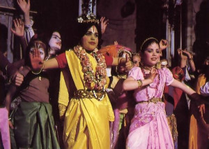 BaJa publications serve as scripts for plays in Krsna conscious schools. At left, children enact the pastimes of Sita and Rama from the epic Ramayana.