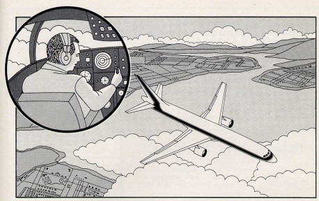 Fig. 10. The embodied living being, or atma, is like a pilot flying an airplane on instruments. Just as reading an instrument panel can afford the pilot only a limited picture of his surroundings, gathering information with the material senses affords the atma only a limited picture of reality.