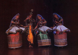 The Jhaveri Sisters, from India's northeastern state of Manipur, perform a classical Manipuri dance at Hare Krsna Land's Bhaktivedanta Auditorium