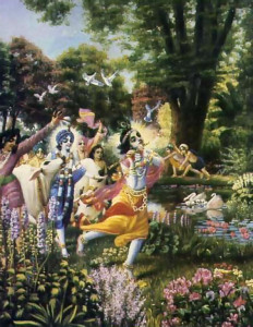 Ramana-reti ("pleasurable sands"), site of the Krrsn- Balarama temple and of much exuberant fun that Krsna enjoyed fifty centuries ago with His brother Balarama and Their friends.